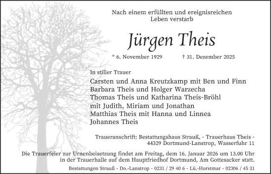 Traueranzeige von Jürgen Theis von Tageszeitung