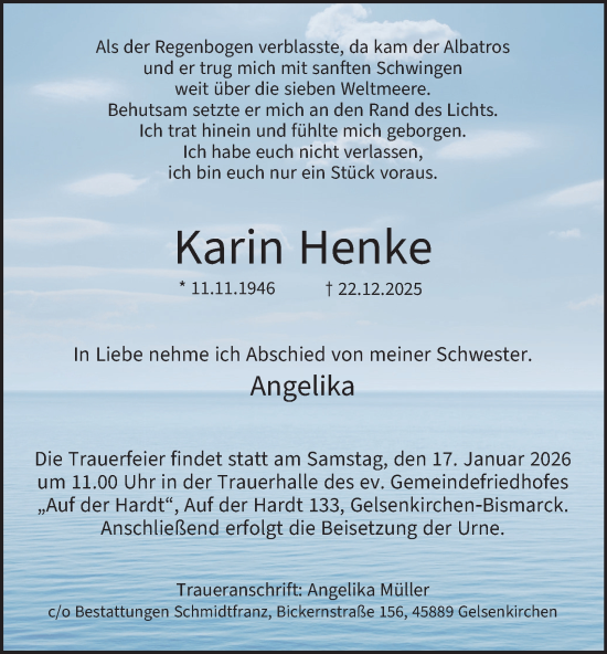 Traueranzeige von Karin Henke von Tageszeitung