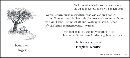 Traueranzeige von Konrad Jäger von Tageszeitung