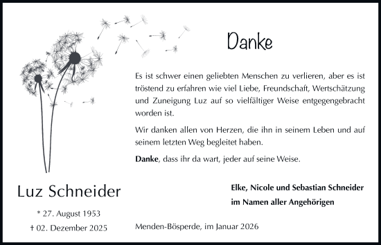 Traueranzeige von Luz Schneider von Tageszeitung