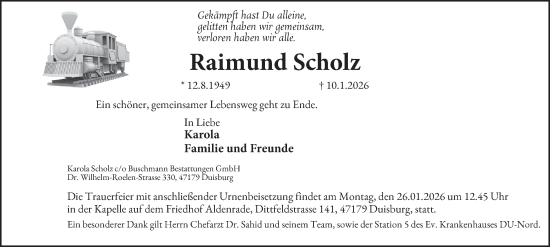 Traueranzeige von Raimund Scholz von Tageszeitung