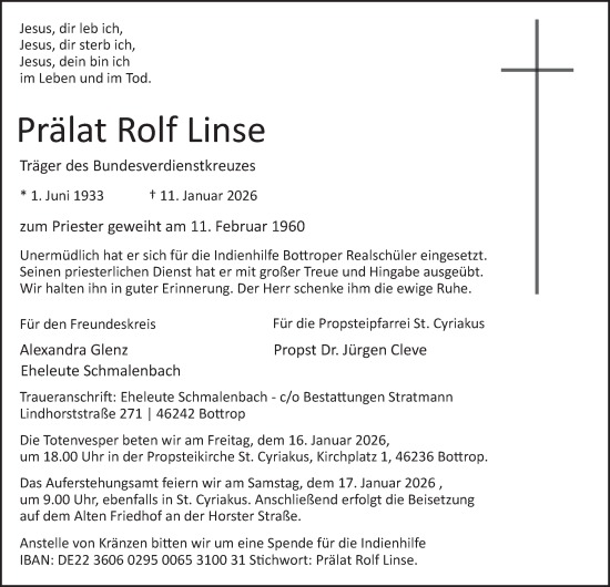 Traueranzeige von Rolf Linse von Tageszeitung