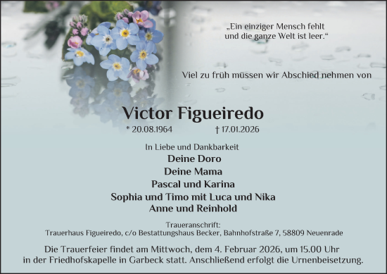 Traueranzeige von Victor Figueiredo von Tageszeitung