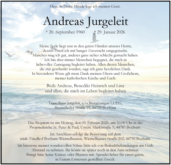 Traueranzeige von Andreas Jurgeleit von Tageszeitung