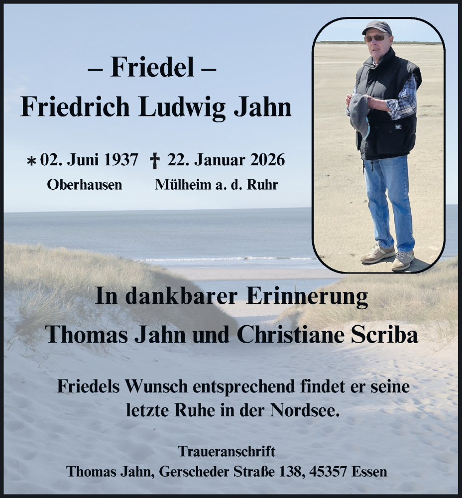  Traueranzeige für Friedrich Ludwig Jahn vom 07.02.2026 aus Tageszeitung