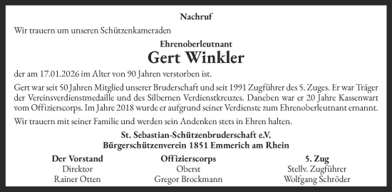 Traueranzeige von Gert Winkler von Tageszeitung