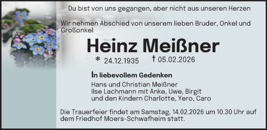 Traueranzeige von Heinz Meißner von Tageszeitung
