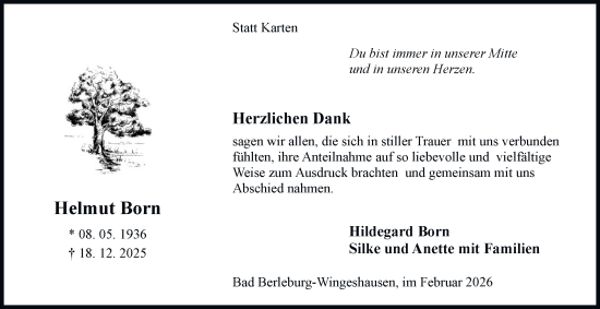 Traueranzeige von Hildegard Born von Tageszeitung