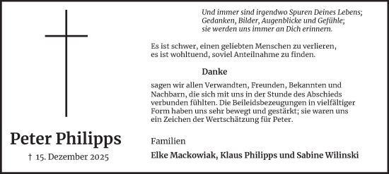 Traueranzeige von Peter Philipps von Tageszeitung