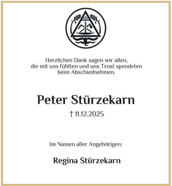 Traueranzeige von Peter Stürzekarn von Tageszeitung