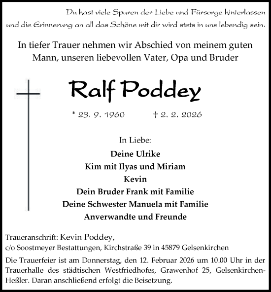 Traueranzeige von Ralf Poddey von Tageszeitung