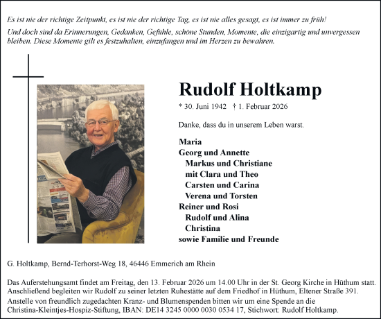 Traueranzeige von Rudolf Holtkamp von Tageszeitung
