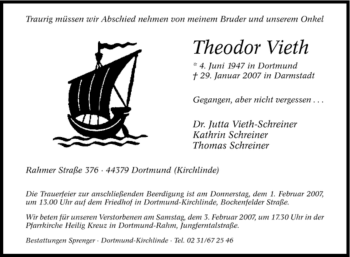 Traueranzeige von Theodor Vieth von Tageszeitung