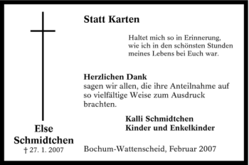 Traueranzeige von Else Schmidtchen von Tageszeitung