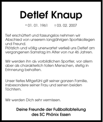 Traueranzeige von Detlef Knaup von Tageszeitung