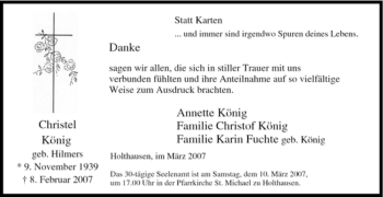 Traueranzeige von Christel König von Tageszeitung