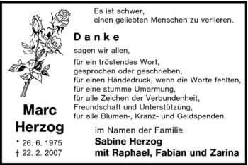 Traueranzeige von Marc Herzog von Tageszeitung