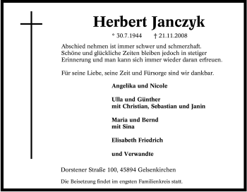 Traueranzeige von Herbert Janczyk von Tageszeitung