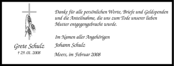Traueranzeige von Grete Schulz von Tageszeitung