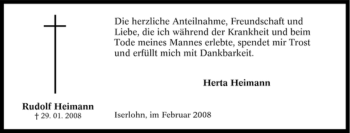 Traueranzeige von Rudolf Heimann von Tageszeitung