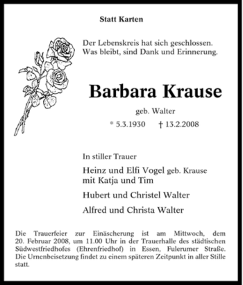 Traueranzeige von Barbara Krause von Tageszeitung