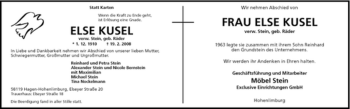 Traueranzeige von Else Kusel von Tageszeitung