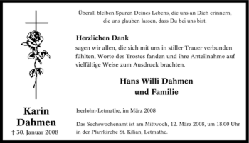 Traueranzeige von Karin Dahmen von Tageszeitung