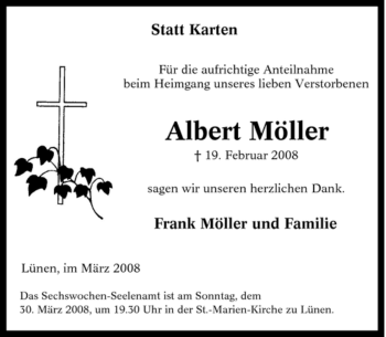 Traueranzeige von Albert Möller von Tageszeitung