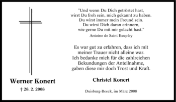 Traueranzeige von Werner Konert von Tageszeitung