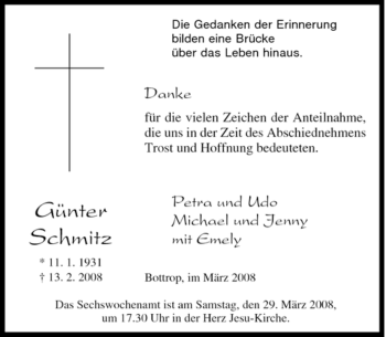 Traueranzeige von Günter Schmitz von Tageszeitung