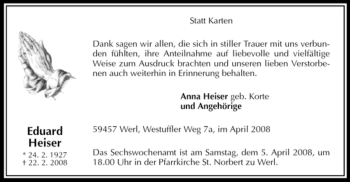 Traueranzeige von Eduard Heiser von Tageszeitung