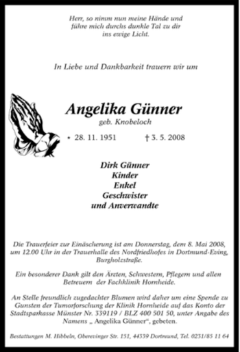 Traueranzeige von Angelika Günner von Tageszeitung