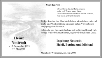 Traueranzeige von Heinz Nottrodt von Tageszeitung