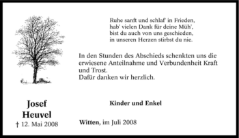 Traueranzeige von Josef Heuvel von Tageszeitung