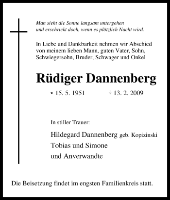 Traueranzeige von Rüdiger Dannenberg von Tageszeitung