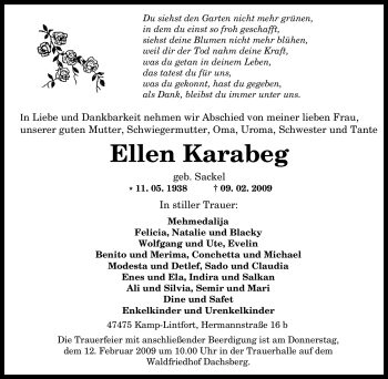 Traueranzeige von Ellen Karabeg von Tageszeitung