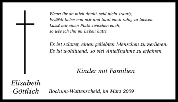 Traueranzeige von Elisabeth Göttlich von Tageszeitung