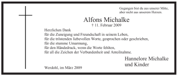 Traueranzeige von Alfons Michalke von Tageszeitung