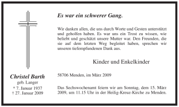 Traueranzeige von Christel Barth von Tageszeitung