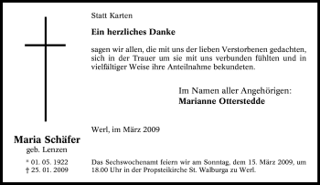 Traueranzeige von Maria Schäfer von Tageszeitung