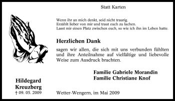 Traueranzeige von Hildegard Kreuzberg von Tageszeitung