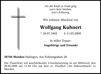 Traueranzeige von Wolfgang Kuhnert von Tageszeitung
