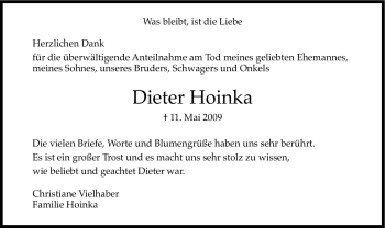 Traueranzeige von Dieter Hoinka von Tageszeitung