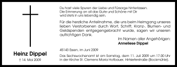 Traueranzeige von Heinz Dippel von Tageszeitung