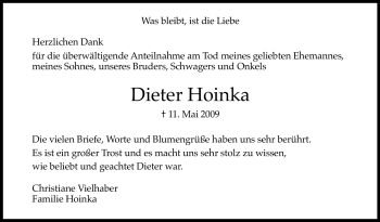Traueranzeige von Dieter Hoinka von Tageszeitung