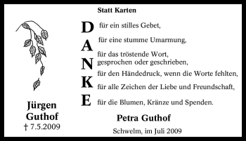 Traueranzeige von Jürgen Guthof von Tageszeitung