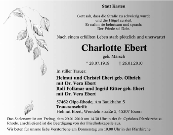 Traueranzeige von Charlotte Ebert von Tageszeitung