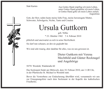 Traueranzeige von Ursula Guttkorn von Tageszeitung