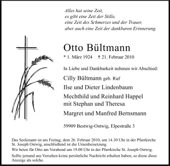 Traueranzeige von Otto Bültmann von Tageszeitung