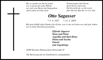 Traueranzeige von Otto Sagasser von Tageszeitung